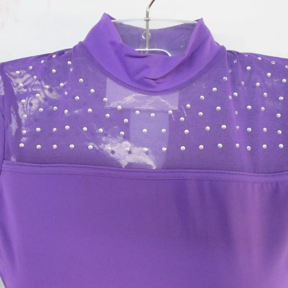 Leotard New Elisse Women's SA MA or LA Long Sleeve Dance Ballet Costume Purple - Picture 5 of 6